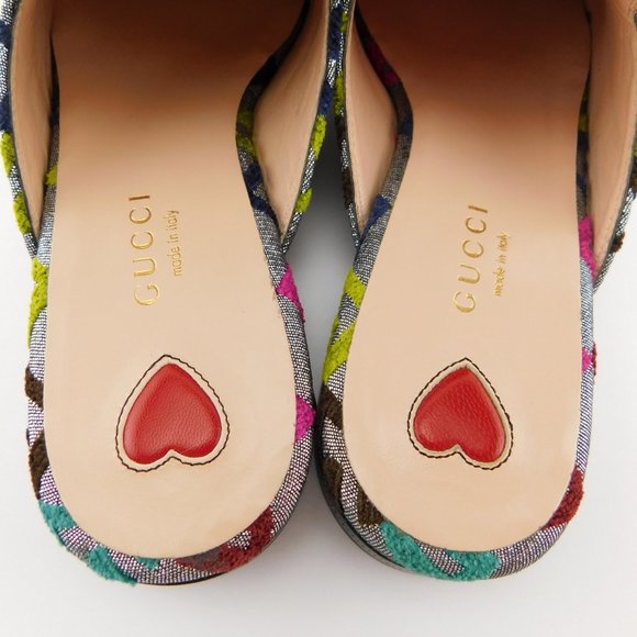 New GUCCI Horse Bit GG Logo Silver Flat Mules 36.5 - Picture 3 of 8